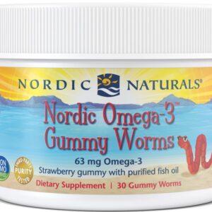 Nordic Omega-3 Gummy Worms, 63mg Strawberry - 30 gummy worms