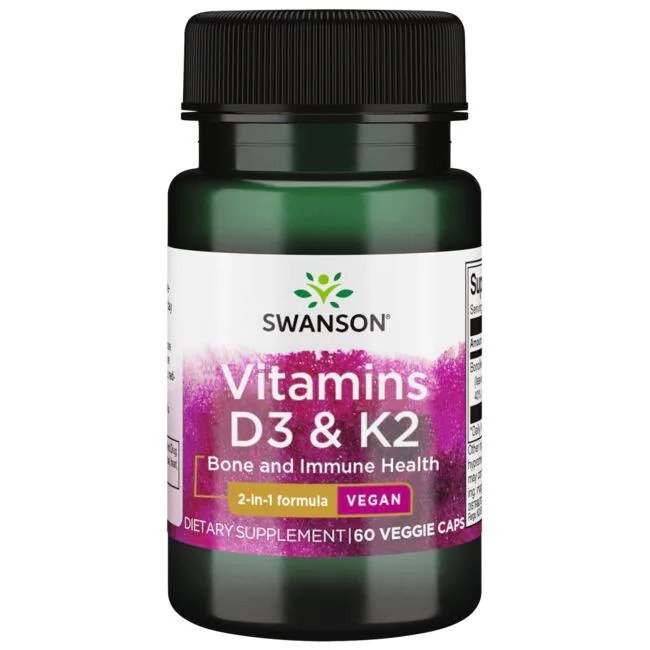 Vitamins D3 & K2, 125mcg & 100mcg - 60 vcaps