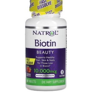 Biotin Fast Dissolve, 10000mcg (Strawberry) - 60 tabs