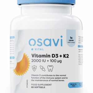 Vitamin D3 + K2, 2000IU + 100mcg - 60 softgels