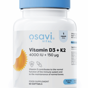 Vitamin D3 + K2, 4000IU + 150mcg - 60 softgels
