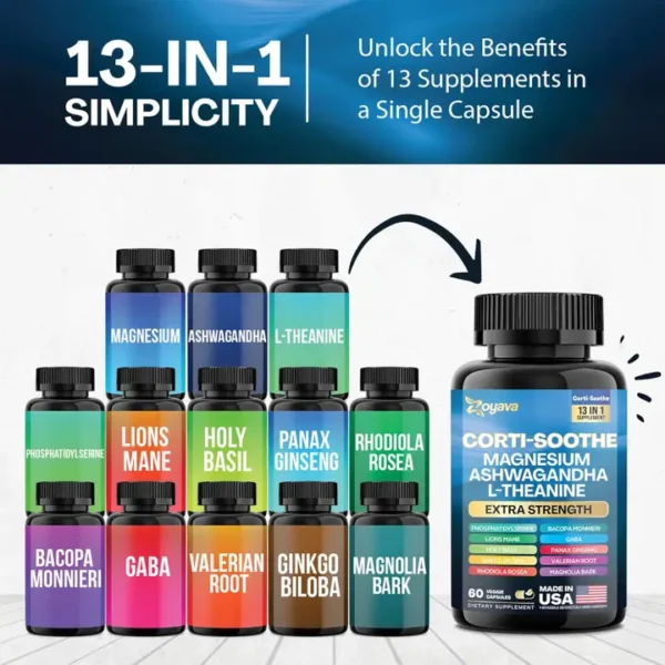 Corti-Soothe Cortisol Supplement - 13 in 1, 60 Caps - Image 5