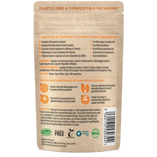 Vegan Curcumin - Turmeric Supplement, 30 Caps - Image 3