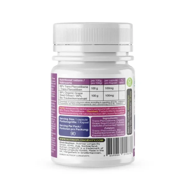 Pterostilbene Extreme with 100% Pure Organic Grape, 90 Vegan Caps - Image 5