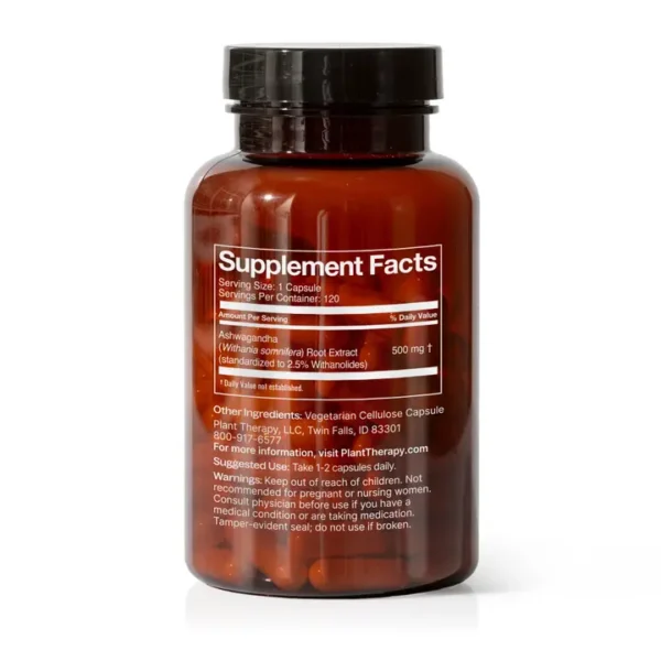 Ashwagandha Herbal Supplement, 120 Caps - Image 3