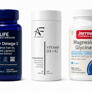 30-day longevity supplement stack with Omega 3, Vitamin D3 + K2 and Magnesium Glycinate