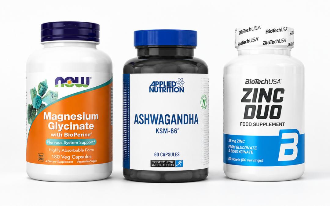 Deep Sleep & Recovery supplement stack bundle with magnesium glycinate, ashwagandha and zinc