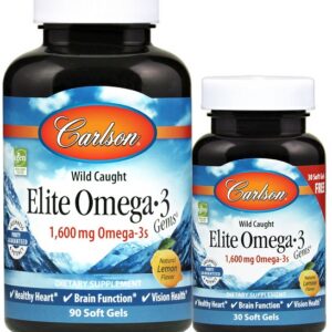 Elite Omega-3 Gems, 1600mg Natural Lemon - 90 + 30 softgels