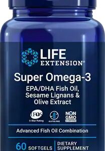 Super Omega-3 EPA/DHA Fish Oil, Sesame Lignans & Olive Extract - 60 softgels